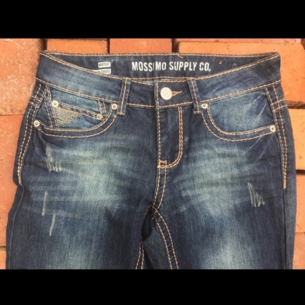 Mossimo Dark Wash Bootcut Destroyed Jeans 29 x 33